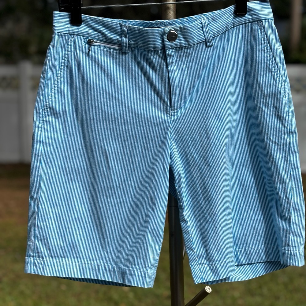 Lauren Ralph Lauren Petite Blue and White Striped Shorts 4P